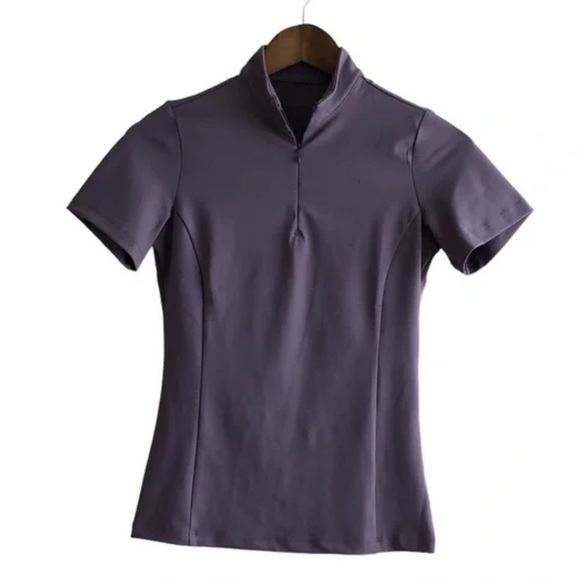 TKEQ Quinn Essential Horse Show Competition Stretchy Short Sleeve Shirt Purple - Picture 2 of 10